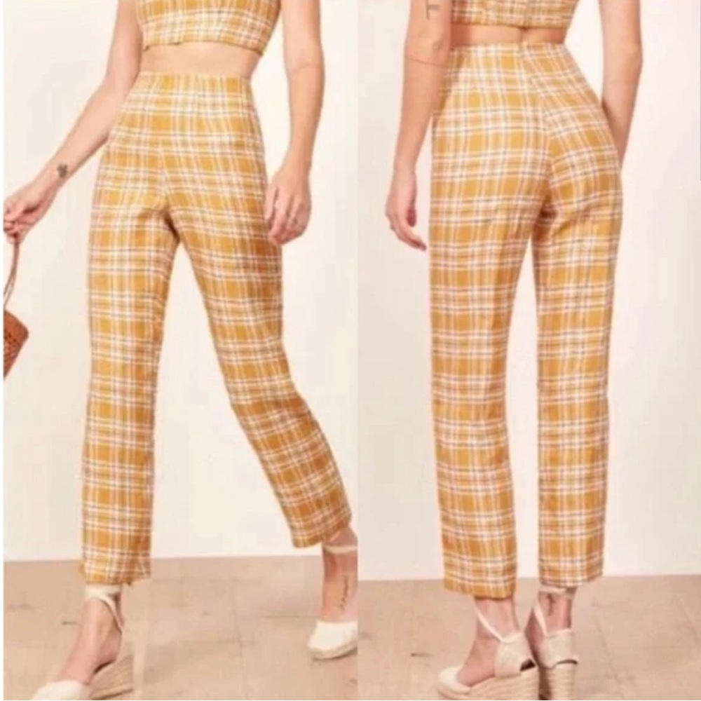 Reformation Noble Pants - Cher Plaid Yellow